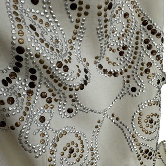 Guess Strapless Embellished Dress White Brown Silver - Picture 7 of 8